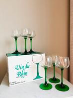 Retro wijnglazen Luminarc France groene voetglazen vintage, Ophalen of Verzenden, Gebruikt, Overige typen