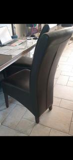 Elegante bruine lederenstoel4 stoelen in totaal prijzen €75, Ophalen of Verzenden