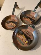 De Buyer Acier Carbone Steel Koekenpannen Set, Gebruikt, Inductieplaat, Ophalen of Verzenden, Rvs
