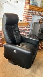 Zwartleren draaifauteuil, Huis en Inrichting, Neutrale stijl, Minder dan 75 cm, Leer, Ophalen of Verzenden