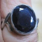 Saffier 7 karaat %100 natuurlijk retro zilver ring ca 1960, Sieraden, Tassen en Uiterlijk, Ringen, 18 tot 19, Met edelsteen, Ophalen of Verzenden