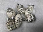 6 oude gesuikerde zilverkleurige kerstballen, Diversen, Ophalen of Verzenden