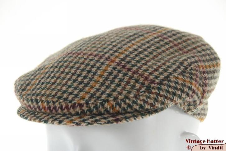 Vintage Platte pet English Tweed groen geruit wol 52-53 =XXS, Kleding | Heren, Hoeden en Petten, Gedragen, Pet, 57 cm (M, 7⅛ inch) of minder