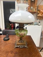 Antieke olielamp met emaille, Antiek en Kunst, Antiek | Lampen, Ophalen of Verzenden