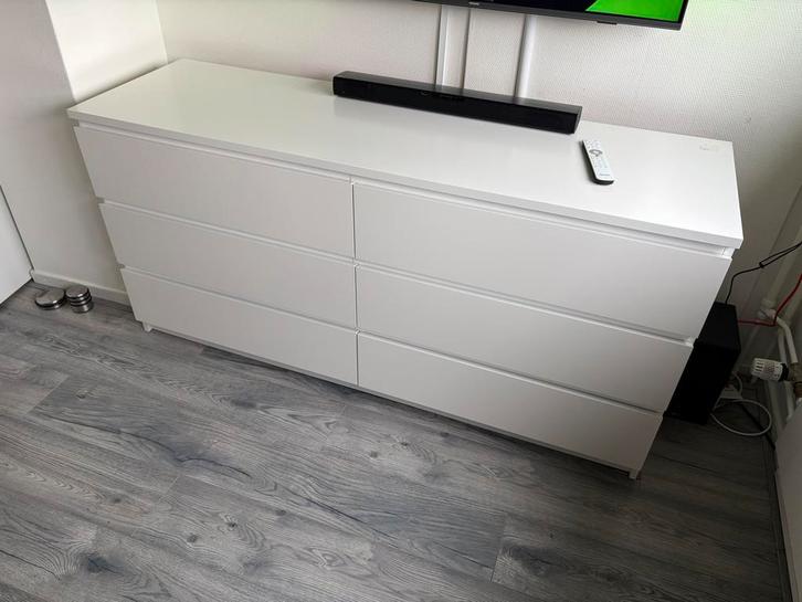 Witte Malm 6 lades (IKEA), Huis en Inrichting, Kasten | Dressoirs, Gebruikt, 150 tot 200 cm, 25 tot 50 cm, Met lade(s), Overige houtsoorten