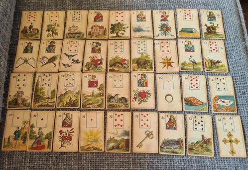 antieke set uit 1860 Lenormand waarzegkaarten - zeldzaam, Antiek en Kunst, Curiosa en Brocante, Verzenden