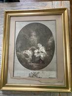 Brocante gravure in bladgouden lijst, Ophalen of Verzenden