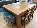 Te koop eiken eettafel met stoelen, Ophalen, 50 tot 100 cm, Zo goed als nieuw, Vijf personen of meer