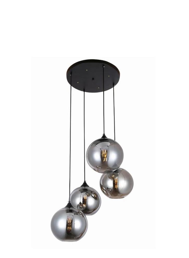 Eric Kuster Style Quattro Buns Smoking Glass - 4 lichts rond, Huis en Inrichting, Lampen | Hanglampen, Nieuw, 50 tot 75 cm, Glas