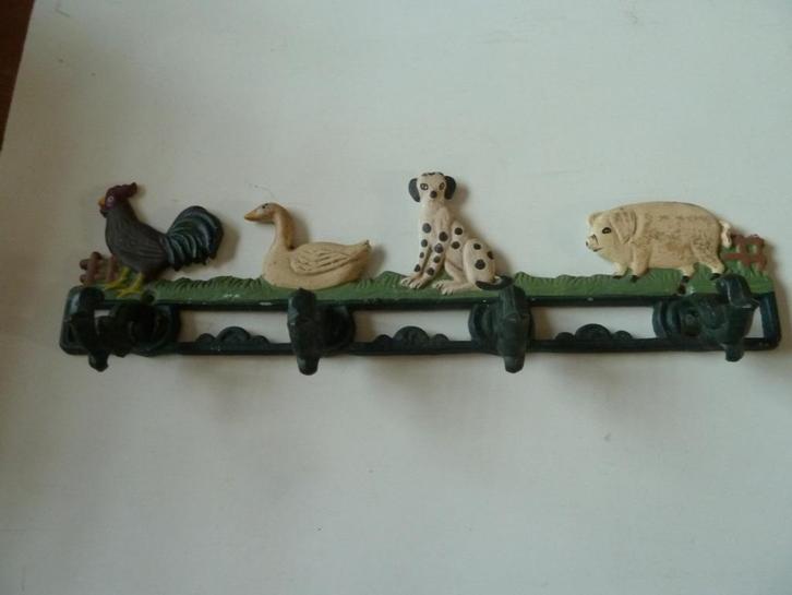 Brocante gietijzeren 4 haken hanger, Antiek en Kunst, Curiosa en Brocante, Ophalen of Verzenden