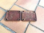2 x industriële oude gietijzeren machine plaat platen, Ophalen of Verzenden