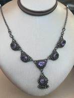 Prachtig zilveren vintage collier met amethisten, Ophalen of Verzenden, Gebruikt, Zilver