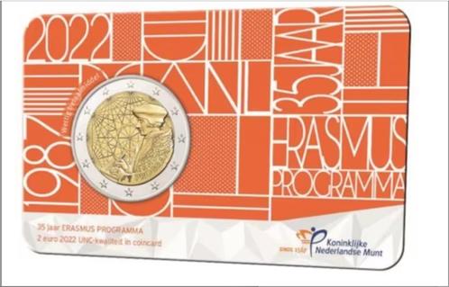 Twee Euromunt Nederland: Erasmus [2022] Coincard, Postzegels en Munten, Munten | Europa | Euromunten, Losse munt, 2 euro, Overige landen