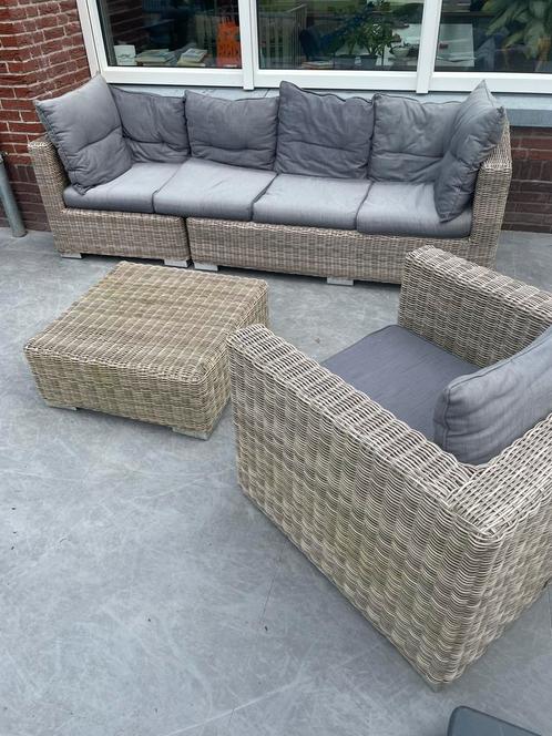Loungeset loungebank intratuin met kussens, Tuin en Terras, Tuinsets en Loungesets, Gebruikt, Loungeset, Wicker, 5 zitplaatsen