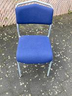 4 blauwe stoelen met zilverkleurige poten, Huis en Inrichting, Stoelen, Blauw, Vier, Metaal, Zo goed als nieuw