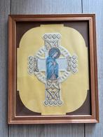 Klein schilderijtje maria op kruis, Ophalen of Verzenden, Schilderij, Minder dan 50 cm