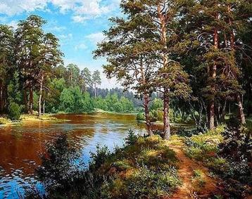 Schilderen op nummer-mooi landschap in acrylverf  beschikbaar voor biedingen