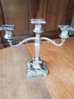 Zwaar verzilverde antieke Engelse kandelaar, Antiek en Kunst, Antiek | Kandelaars, Ophalen of Verzenden, Zilver