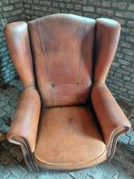 Vintage leren fauteuil, Gebruikt, Vintage, Ophalen of Verzenden, 75 tot 100 cm