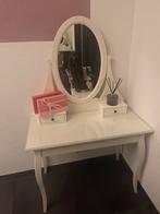Hemnes IKEA toilettafel met glazenplaat en spiegel., Huis en Inrichting, Tafels | Kaptafels, Ophalen of Verzenden, Zo goed als nieuw