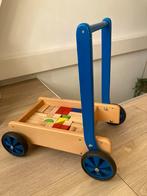 Houten blokken wagen duwkar loopwagen rubber banden 2standen, Kinderen en Baby's, Speelgoed | Houten speelgoed, Zo goed als nieuw