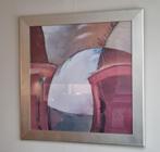Abstract Kunstwerk met Zilveren Lijst, Ophalen of Verzenden
