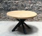 Eettafel mangohout rond naturel aanbieding uit voorraad, Ophalen of Verzenden, Nieuw, Rond