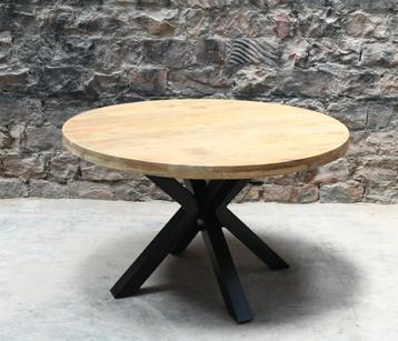 Eettafel mangohout rond naturel aanbieding uit voorraad  beschikbaar voor biedingen