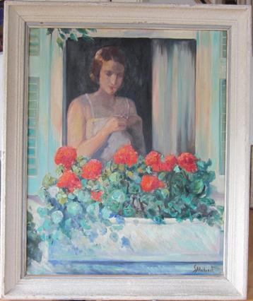 BELGISCH===Gaston Wallaert 1889-1954===meisje bij raam beschikbaar voor biedingen