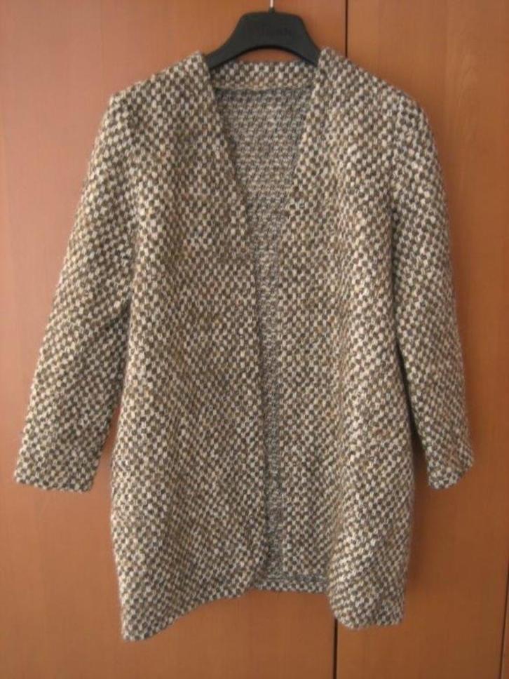 Warm bruin-creme grof geweven vestjasje 36-38 SNAZZEYS, Kleding | Dames, Truien en Vesten, Nieuw, Maat 38/40 (M), Bruin, Verzenden