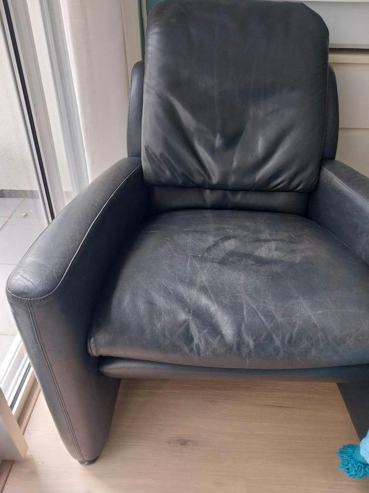 Zwarte Leolux Fiabo Fauteuil - Heerlijk!, Huis en Inrichting, Fauteuils, Gebruikt, Leer, 50 tot 75 cm, 75 tot 100 cm, Ophalen