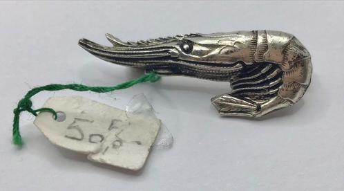 Vintage broche Garnaal zilver Frankrijk nieuw handgemaakt, Sieraden, Tassen en Uiterlijk, Antieke sieraden, Broche, Zilver, Verzenden