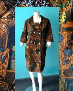 Vintage originele jaren 60 jurk bruin/oranje maat 46, Bruin, Verzenden, Maat 46/48 (XL) of groter, Vintage