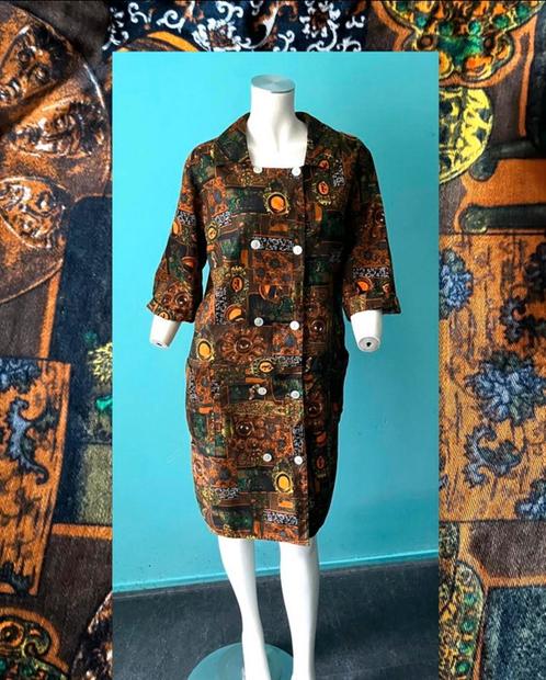 Vintage originele jaren 60 jurk bruin/oranje maat 46, Kleding | Dames, Jurken, Gedragen, Maat 46/48 (XL) of groter, Bruin, Knielengte