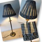Vintage tafellamp messing/stof, Ophalen of Verzenden