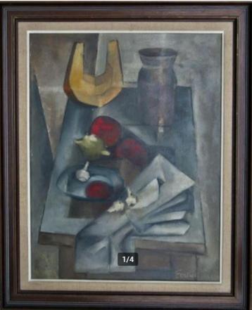 vintage schilderij kubisme 1964 beschikbaar voor biedingen