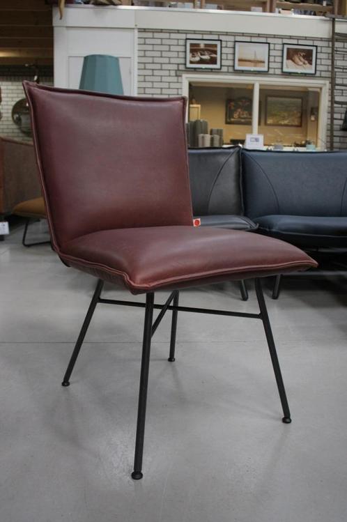 2 x eetkamerstoel Sanne Jess Design metaal leer donkerbruin, Huis en Inrichting, Stoelen, Zo goed als nieuw, Twee, Leer, Metaal