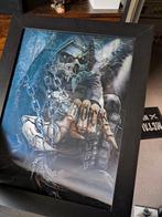 afbeelding heavy metal, skull in lijst, Ophalen of Verzenden, Schilderij, Minder dan 50 cm