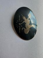 Beautiful Vintage Sterling Silver & Black Enamel Siam Dancer, Verzenden, Zilver, Zilver