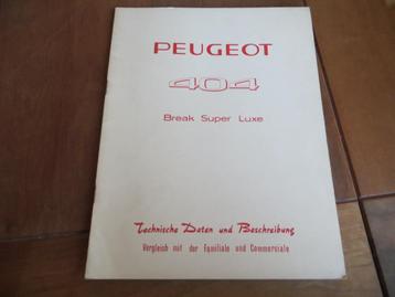 Peugeot 404 Break Super Luxe eigenschappen en techniek 1965 beschikbaar voor biedingen