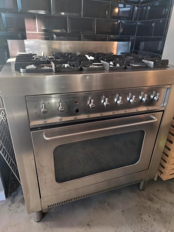 Solitaire Gasfornuis met Oven - Vrijstaand, Witgoed en Apparatuur, Fornuizen, Gebruikt, Vrijstaand, Gas, 5 kookzones of meer, 85 tot 90 cm