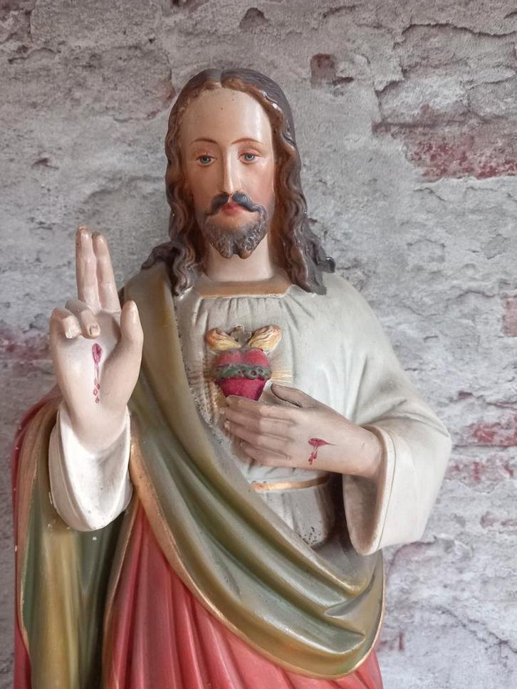 Antiek brocant heiligenbeeld Jezus Hoogte 65 cm Zeer mooi, Antiek en Kunst, Antiek | Religie, Ophalen