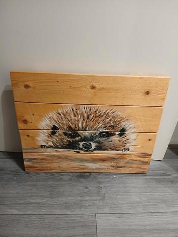 Houten Schilderij Egel beschikbaar voor biedingen