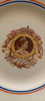 bord van koningin Wilhelmina 40 jaar koningin 1898 1938, Verzamelen, Koninklijk Huis en Royalty, Ophalen of Verzenden, Gebruikt