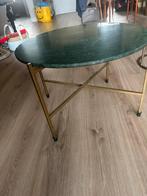 Groene marmeren salontafel, Huis en Inrichting, Tafels | Salontafels, Ophalen, Rond, 50 tot 100 cm, Zo goed als nieuw