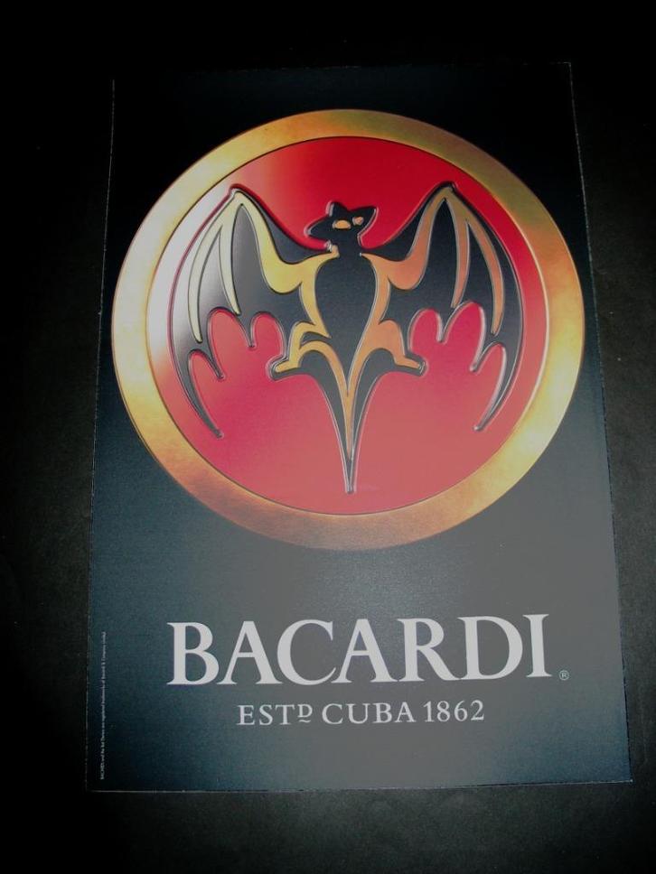 Bacardi Bat Sticker / 31 cm x 21cm Estd Cuba, Verzamelen, Merken en Reclamevoorwerpen, Nieuw, Reclamebord, Verzenden