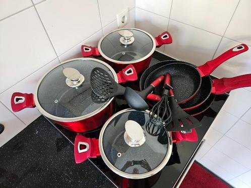 Complete inductie pannenset met kookgerei 13-delig, Huis en Inrichting, Keuken | Potten en Pannen, Nieuw, Pannenset, Aluminium