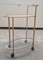Gouden Serveerwagen met Glazen Bladen, Huis en Inrichting, Tafelonderdelen, Minder dan 50 cm, 50 tot 100 cm, Ophalen of Verzenden