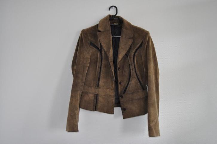 bruine blazer met speciale afwerking, Kleding | Dames, Jasjes, Kostuums en Pakken, Zo goed als nieuw, Jasje, Maat 42/44 (L), Bruin