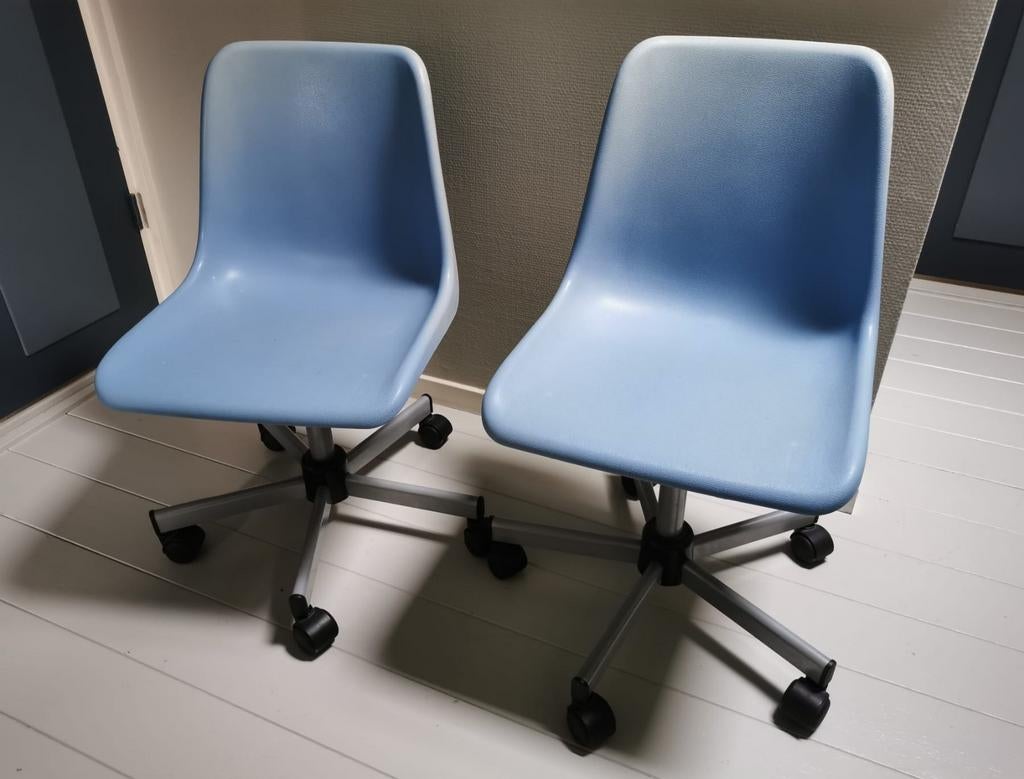 2 verstelbare bureaustoelen, Ophalen, Gebruikt, Blauw